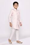Buy_Petite Pomme_Pink Kota Doria, Silk Sequins Embroidered Asymmetric Sherwani And Pyjama Set 