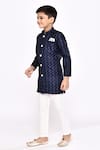 Petite Pomme_Blue Silk Sequins Work Sherwani And Pyjama Set _at_Aza_Fashions