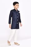 Buy_Petite Pomme_Blue Silk Sequins Work Sherwani And Pyjama Set 