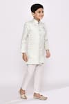 Buy_Petite Pomme_Green Brocade, Silk Sequins, Embroidery Asymmetric Work Sherwani And Pyjama Set 