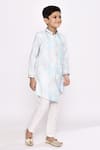 Buy_Arihant Rai Sinha_Blue Sherwani Pure Silk Embroidered And Thread Work Asymmetric & Pyjama Set 