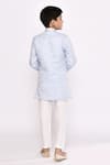 Shop_Petite Pomme_Blue Jacquard, Silk Sequins Thread Embroidered Sherwani And Pyjama Set _at_Aza_Fashions