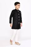 Buy_Petite Pomme_Black Brocade, Silk Sequins Thread Embroidered Sherwani And Pyjama Set 