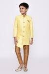 Buy_Arihant Rai Sinha_Yellow Silk Sequins, Embroidery Thread Sherwani And Pyjama Set _at_Aza_Fashions