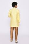 Shop_Arihant Rai Sinha_Yellow Silk Sequins, Embroidery Thread Sherwani And Pyjama Set _at_Aza_Fashions