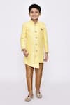 Buy_Arihant Rai Sinha_Yellow Silk Sequins, Embroidery Thread Sherwani And Pyjama Set _Online_at_Aza_Fashions