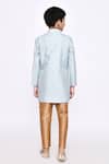 Shop_Petite Pomme_Blue Silk Sequins, Embroidery Thread Sherwani And Pyjama Set _at_Aza_Fashions