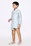Petite Pomme_Blue Silk Sequins, Embroidery Thread Sherwani And Pyjama Set _at_Aza_Fashions