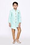 Buy_Arihant Rai Sinha_Green Silk, Denim Sequins And Thread Work Sherwani & Pyjama Set _at_Aza_Fashions