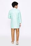 Shop_Arihant Rai Sinha_Green Silk, Denim Sequins And Thread Work Sherwani & Pyjama Set _at_Aza_Fashions