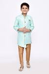 Buy_Arihant Rai Sinha_Green Silk, Denim Sequins And Thread Work Sherwani & Pyjama Set _Online_at_Aza_Fashions