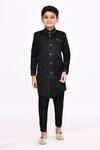 Buy_Arihant Rai Sinha_Black Sherwani Siyara Jacquard Embroidered Thread Zari Work And Pyjama Set _at_Aza_Fashions