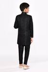 Shop_Arihant Rai Sinha_Black Sherwani Siyara Jacquard Embroidered Thread Zari Work And Pyjama Set _at_Aza_Fashions