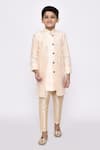 Buy_Arihant Rai Sinha_Cream Sherwani Power Silk Embroidered Geometric Attached Jacket With Pyjama _at_Aza_Fashions