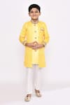 Buy_Petite Pomme_Yellow Silk Sequins Embroidered Attached Jacket Sherwani With Pyjama _at_Aza_Fashions