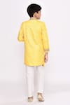 Shop_Petite Pomme_Yellow Silk Sequins Embroidered Attached Jacket Sherwani With Pyjama _at_Aza_Fashions