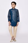 Buy_Petite Pomme_Blue Silk Sequins Embroidered Overlapping Sherwani With Pyjama _at_Aza_Fashions