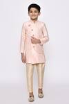 Buy_Arihant Rai Sinha_Peach Sherwani Banarasi Silk Embroidered Sequin Overlapping With Pyjama _at_Aza_Fashions