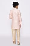 Shop_Arihant Rai Sinha_Peach Sherwani Banarasi Silk Embroidered Sequin Overlapping With Pyjama _at_Aza_Fashions