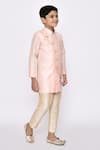 Shop_Arihant Rai Sinha_Peach Sherwani Banarasi Silk Embroidered Sequin Overlapping With Pyjama _Online_at_Aza_Fashions