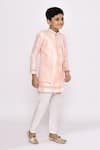 Petite Pomme_Peach Brocade, Silk Sequins, Embroidery Embellished Jacket Sherwani With Pyjama _at_Aza_Fashions