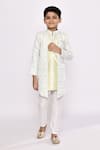 Buy_Petite Pomme_Green Silk Sequins Geometric Embellished Jacket Sherwani With Pyjama _at_Aza_Fashions