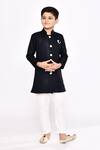Buy_Arihant Rai Sinha_Blue Sherwani Kasak Zari Jacquard Embellished Zig Zag Zigzag With Pyjama _at_Aza_Fashions