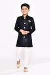 Buy_Arihant Rai Sinha_Blue Sherwani Kasak Zari Jacquard Embellished Zig Zag Zigzag With Pyjama _Online_at_Aza_Fashions