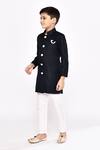 Shop_Arihant Rai Sinha_Blue Sherwani Kasak Zari Jacquard Embellished Zig Zag Zigzag With Pyjama _Online_at_Aza_Fashions