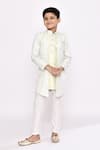 Buy_Arihant Rai Sinha_Green Silk, Jacquard Abstract Floral Embroidered Jacket Sherwani With Pyjama _at_Aza_Fashions