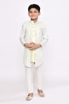 Buy_Arihant Rai Sinha_Green Silk, Jacquard Abstract Floral Embroidered Jacket Sherwani With Pyjama _Online_at_Aza_Fashions