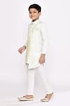 Shop_Arihant Rai Sinha_Green Silk, Jacquard Abstract Floral Embroidered Jacket Sherwani With Pyjama _Online_at_Aza_Fashions