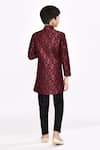 Shop_Arihant Rai Sinha_Black Sherwani Kasak Zari Jacquard Embroidered Geometric Pattern With Pyjama _at_Aza_Fashions