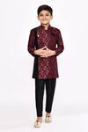 Buy_Arihant Rai Sinha_Black Sherwani Kasak Zari Jacquard Embroidered Geometric Pattern With Pyjama _Online_at_Aza_Fashions