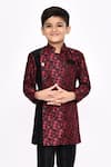 Shop_Arihant Rai Sinha_Black Sherwani Kasak Zari Jacquard Embroidered Geometric Pattern With Pyjama _Online_at_Aza_Fashions