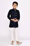 Buy_Arihant Rai Sinha_Blue Silk, Jacquard Sequins, Embroidery Floral Jacket Sherwani With Pyjama _at_Aza_Fashions