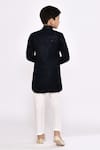 Shop_Arihant Rai Sinha_Blue Silk, Jacquard Sequins, Embroidery Floral Jacket Sherwani With Pyjama _at_Aza_Fashions