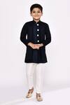 Buy_Arihant Rai Sinha_Blue Silk, Jacquard Sequins, Embroidery Floral Jacket Sherwani With Pyjama _Online_at_Aza_Fashions