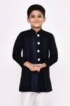 Shop_Arihant Rai Sinha_Blue Silk, Jacquard Sequins, Embroidery Floral Jacket Sherwani With Pyjama _Online_at_Aza_Fashions