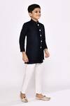 Buy_Arihant Rai Sinha_Blue Silk, Jacquard Sequins, Embroidery Floral Jacket Sherwani With Pyjama 