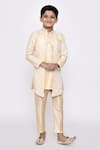 Buy_Petite Pomme_Cream Silk, Jacquard Sequins, Embroidery Abstract Jacket Sherwani With Pant _at_Aza_Fashions