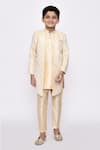 Buy_Petite Pomme_Cream Silk, Jacquard Sequins, Embroidery Abstract Jacket Sherwani With Pant _Online_at_Aza_Fashions