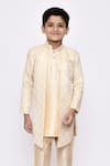 Shop_Petite Pomme_Cream Silk, Jacquard Sequins, Embroidery Abstract Jacket Sherwani With Pant _Online_at_Aza_Fashions