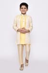 Buy_Arihant Rai Sinha_Yellow Sherwani Kasak Zari Jacquard And Banarasi Silk Abstract Jacket Set _at_Aza_Fashions
