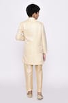 Shop_Arihant Rai Sinha_Yellow Sherwani Kasak Zari Jacquard And Banarasi Silk Abstract Jacket Set _at_Aza_Fashions