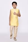 Buy_Arihant Rai Sinha_Yellow Sherwani Kasak Zari Jacquard And Banarasi Silk Abstract Jacket Set _Online_at_Aza_Fashions
