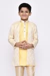 Shop_Arihant Rai Sinha_Yellow Sherwani Kasak Zari Jacquard And Banarasi Silk Abstract Jacket Set _Online_at_Aza_Fashions