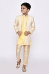 Arihant Rai Sinha_Yellow Sherwani Kasak Zari Jacquard And Banarasi Silk Abstract Jacket Set _at_Aza_Fashions