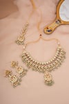 Shop_Chhavi's Jewels_Green Kundan Polki Embellished Necklace Set _at_Aza_Fashions