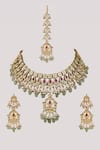 Chhavi's Jewels_Green Kundan Polki Embellished Necklace Set _Online_at_Aza_Fashions